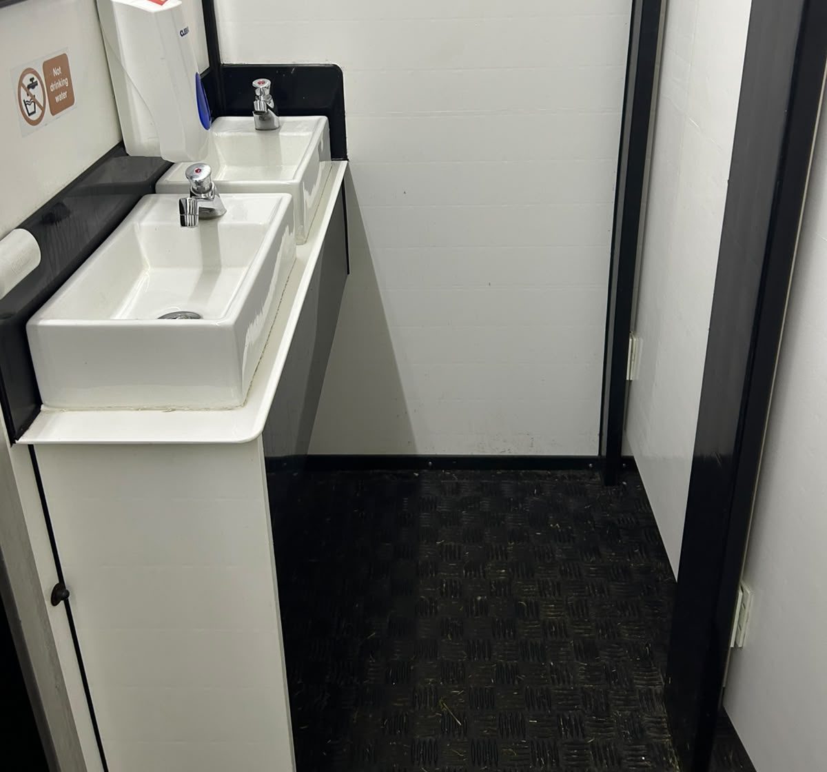Handwash basins in a festival toilet unit